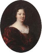 unknow artist Portrait of a landy,said to be marie de pontchartrin,half length,wearing a red velvet mantle over a gold braided dress and lace shirt Germany oil painting artist